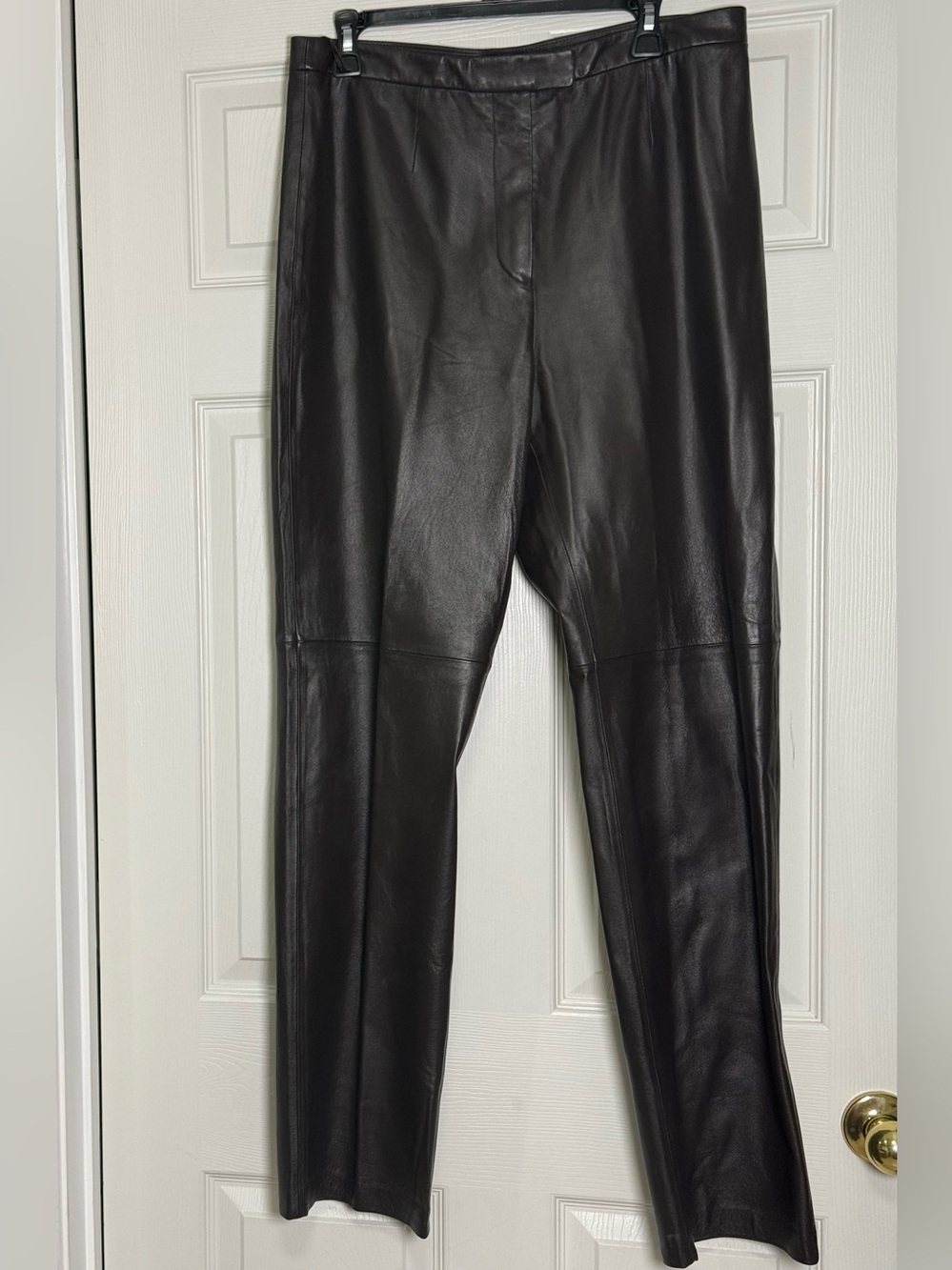 Massini Women's Black Leather Straight-Leg Jeans Sz 14